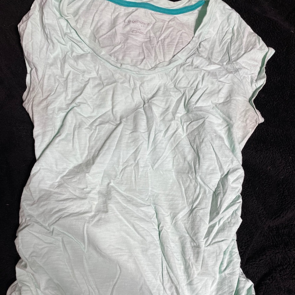 🤰mint green  Ruched Short Sleeve V-neck Tee